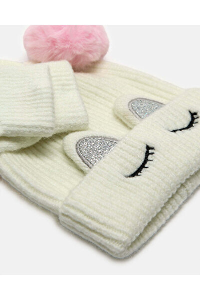 REDTAG Girls White Knitted Scarf Set (2 Piece)