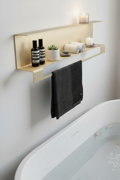 Grandmix رف حمام معدني مع حامل مناشف معلق على الحائط 50 سم