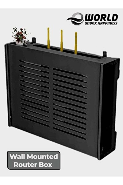 Eworld Wall-Mounted Router Rack with Patch Panel Shielding Box - Black