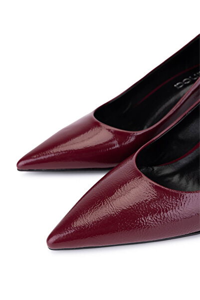 Tamer Tanca Women's Faux Leather Burgundy Patent Leather Heeled Shoes