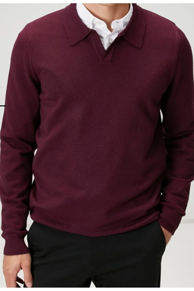 DYNAMO Men's Buttonless Polo Neck Top Quality Knitwear Sweater