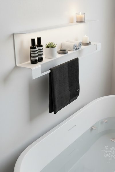Grandmix Metal Bathroom Shelf with Towel Holder and Hanger Wall Mounted Organizer