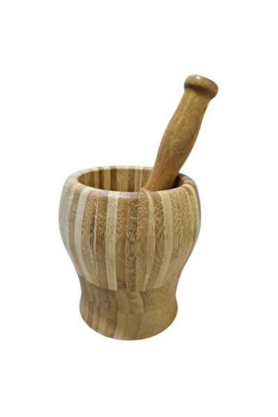 Natural Bamboo Wooden Mortar and Pestle Set – Ideal for Grinding Spices & Herbs