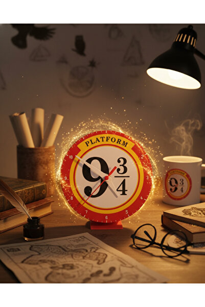 Grifon3D Harry Potter Platform 9 3/4 Masa Saati - 15x15 cm - Ofis ve Ev Dekoru