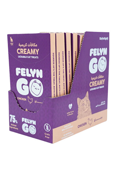 Felyn Go Creamy Lickable Chicken Treats 4x15g – Grain-Free Hydrating Cat Snacks for All Ages