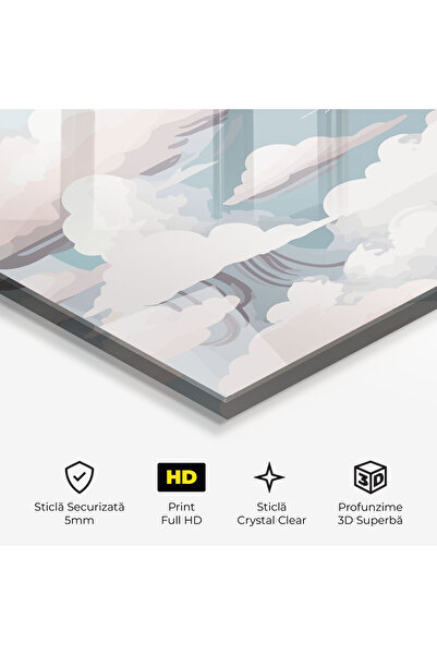 Arthub Glass Painting, Bedroom and Living Room, Clouds, Cloud White Art