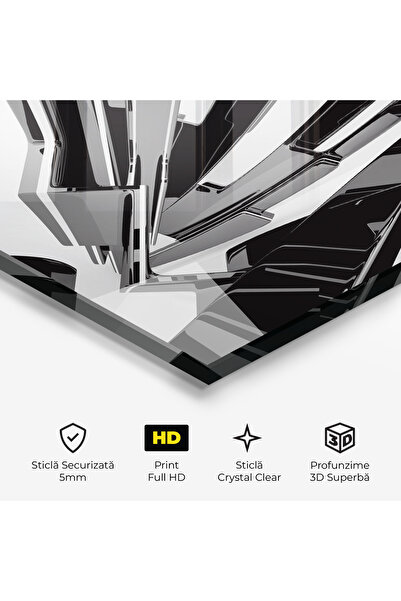 Arthub Glass Painting, Bedroom and Living Room, Black and White, Black Sculpture