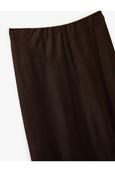 Koton Slim Fit Fish Cut Midi Length Satin Skirt