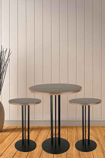 Begüsa Luma 3.Lü Zigon Sehpa Siyah Ceviz Ahşap