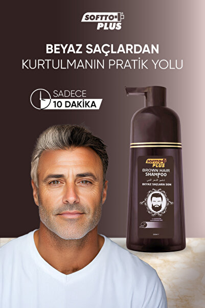 Softto Plus Beyaz Kapatıcı Anında Etkili Brown Hair Kahverengi Boya Şampuan 350 ml