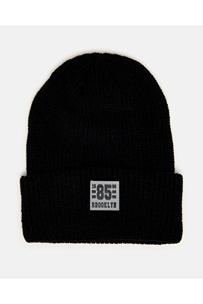 REDTAG Men Black Knitted Cap