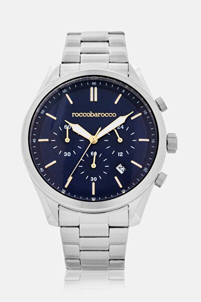 Roccobarocco Men RB4853M-06M Stainless Steel Analog Watch 42mm, Silver