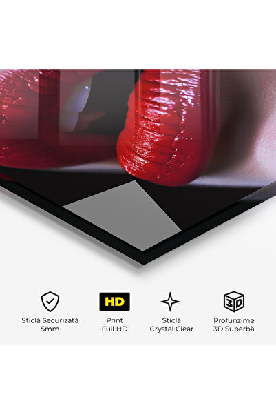 Arthub Tablou Sticla,Dormitor si Living, Lips, Close Up Woman