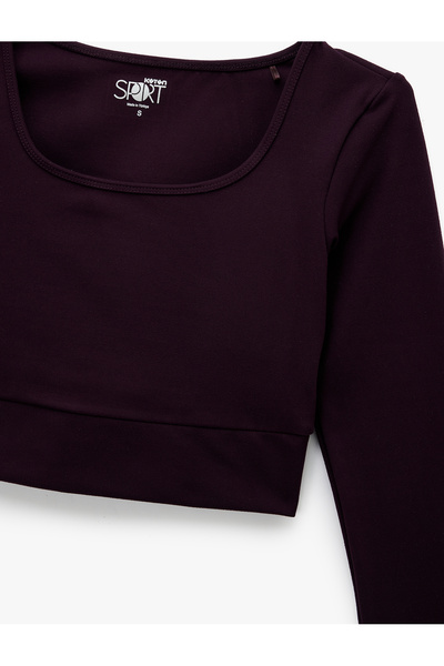 Koton Slim Fit Long Sleeve Crew Neck Crop Sports T-Shirt