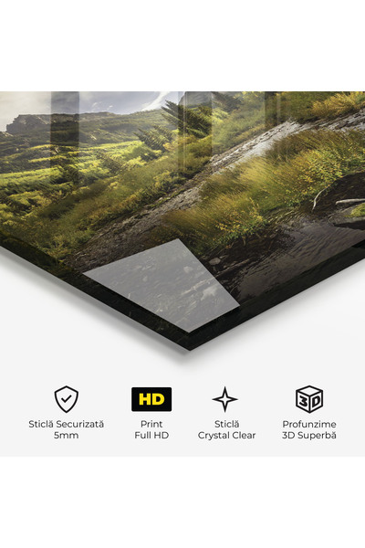 Arthub Tablou Sticla,Dormitor si Living, Lacuri, Cloudy Lake