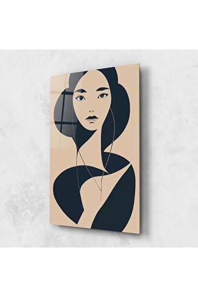 Arthub Tablou Sticla,Dormitor si Living, Femei Abstracte, Cream Blue Woman