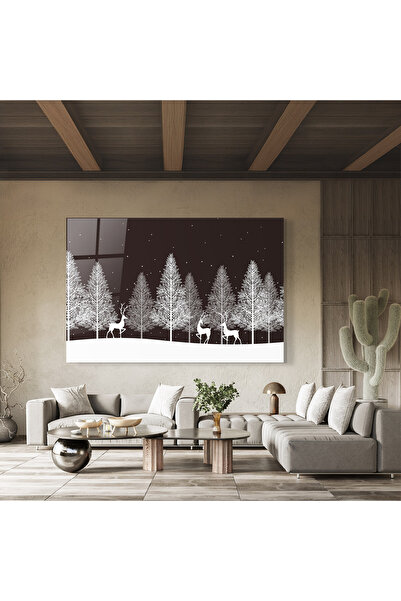 Arthub Glass Painting, Bedroom and Living Room, Winter, Brown Sky Winter