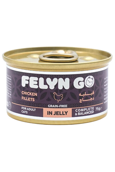Felyn Go شرائح دجاج في الجيلي 75 غرام - طعام رطب للقطط خالٍ من الحبوب - 6 قطع