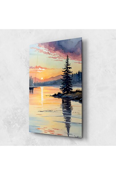 Arthub Glass Painting, Bedroom and Living Room, Lakes, Tree Shadow Lake