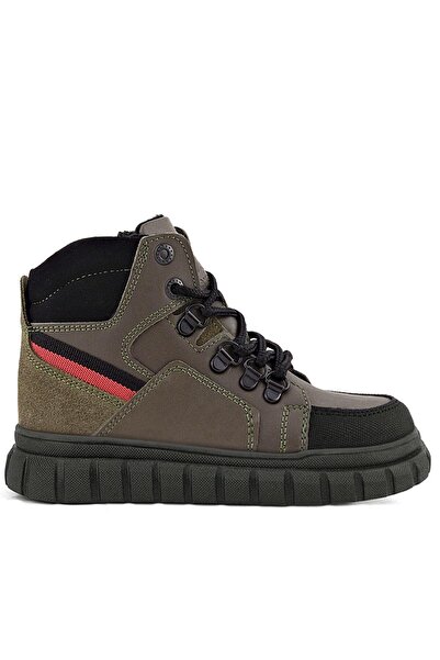 Rakerplus Genuine Leather Khaki Green Zippered Boys' Boots