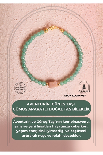 OSMANLI DOĞAL TAŞ سوار من حجر الأفنتورين الطبيعي المعتمد مع جهاز فضي (رقم الم...