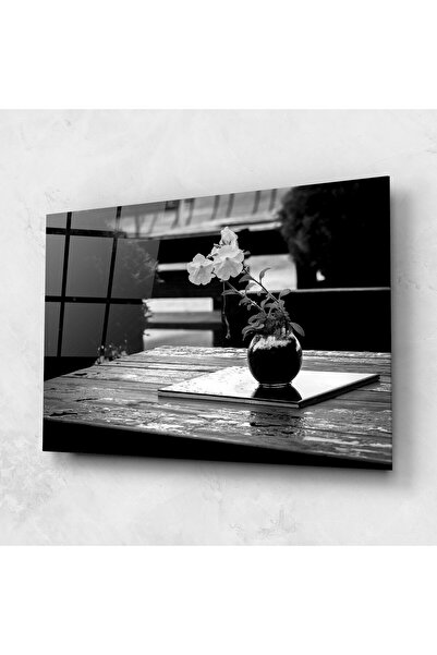 Arthub Tablou Sticla,Dormitor si Living, Flori In Vaza, Black Vase View