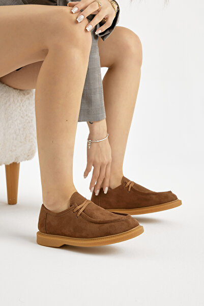 Tonny Black Women's Tan Thermo Sole Suede Look Lace-Up Casual Loafer