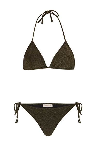 AQUELLA Σετ μπικίνι τρίγωνο σε ασημί χακί-χρυσό