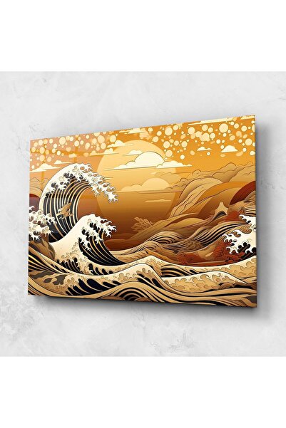 Arthub Tablou Sticla,Dormitor si Living, Asiatic, Black Yellow Waves