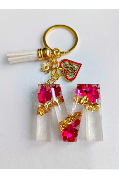 demirbasavm Handmade Letter m Epoxy Keychain