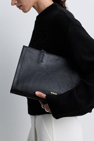 BE BLUE Black Minimal Shoulder Bag