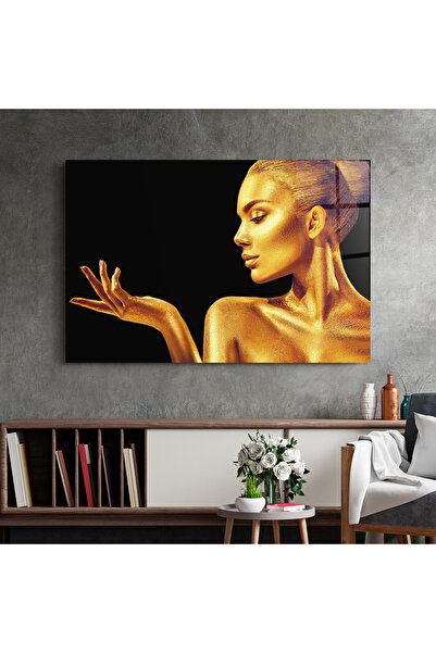 Arthub Tablou Sticla,Dormitor si Living, Black And Gold, Golden Glamour