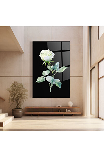 Arthub Glass Painting, Bedroom and Living Room, Roses, White Rose