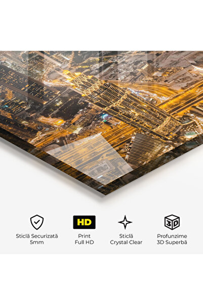 Arthub Glass Painting, Bedroom and Living Room, Urban, Dubai Lights