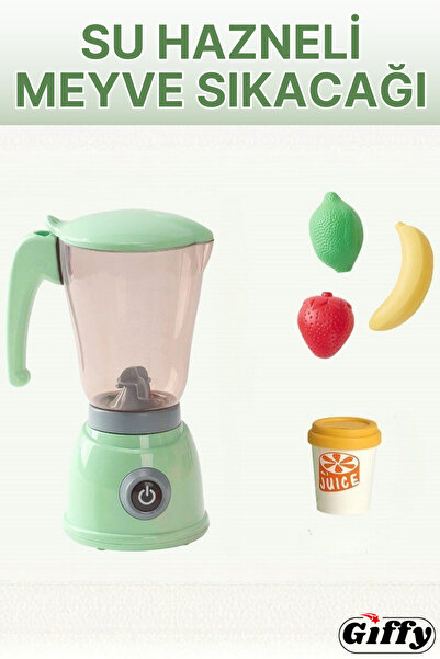 giffy Oyuncak Işıklı Aksesuarlı Su Hazneli Meyve Sıkacağı Blender Seti - Evci...