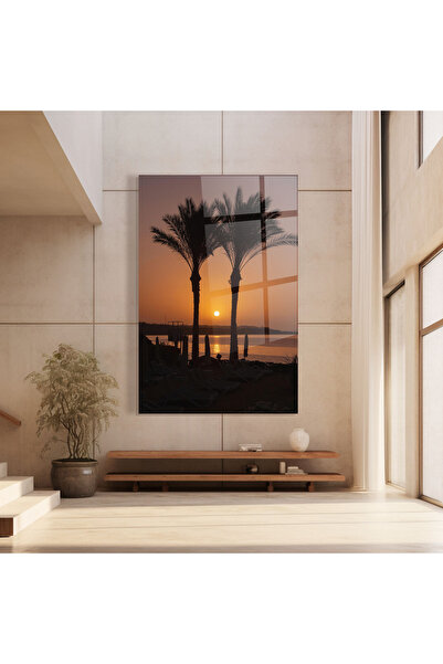 Arthub Glass Painting, Bedroom and Living Room, Summer, Night Palm