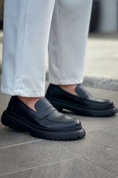 Lucy Shoes YG2417 Lavoric Ανδρικά κλασικά παπούτσια χωρίς κορδόνια CST - Μαύρα