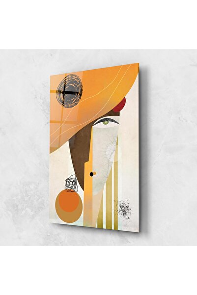 Arthub Tablou Sticla,Dormitor si Living, Arta Abstracta, Abstract Orange Face