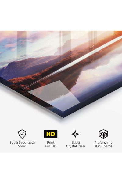 Arthub Glass Painting, Bedroom and Living Room, Lakes, Orange Lake Light