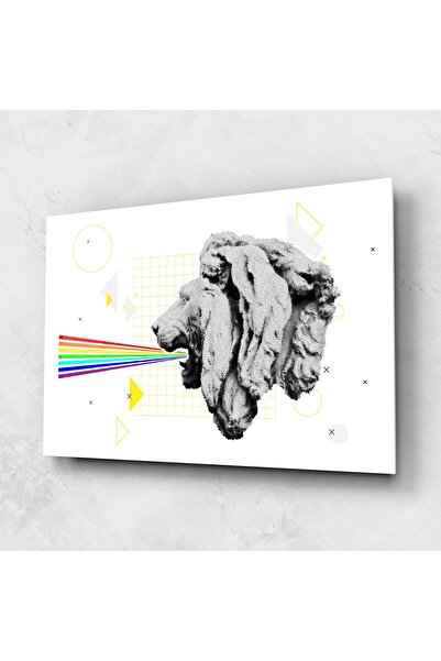 Arthub Tablou Sticla,Dormitor si Living, Colaje, Lion Collage