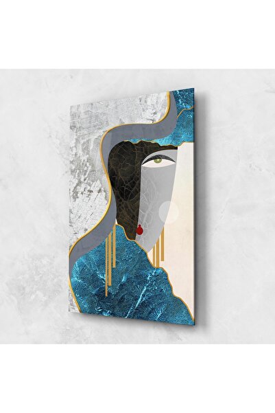Arthub Tablou Sticla,Dormitor si Living, Arta Abstracta, Abstract Blue Face