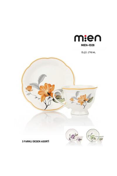 MİEN 2’li Porselen Kahve Fincan Takımı – 90 ml (3 Farklı Renk Seçeneği)