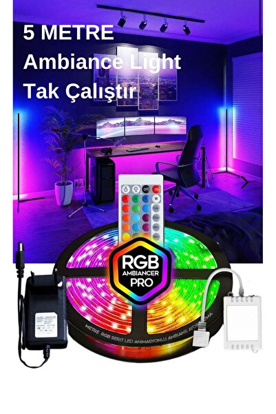 mny elektrik Bilgisayar Masası Çok Renkli Kumandalı Aydınlatma Sistemi 5 metr...