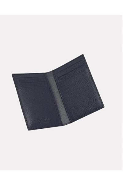 Prada Sport Navy Blue Triangle Logo Business Card Holder