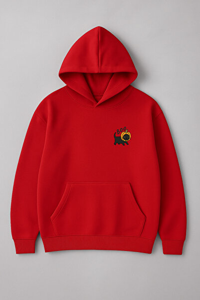 LORVEX قصة فضفاضة سويت شيرت بطبعة بو كات للجنسين بغطاء رأس