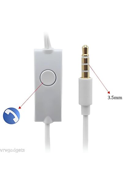 Generic Wired earphones with microphone for Samsung Galaxy phones, white