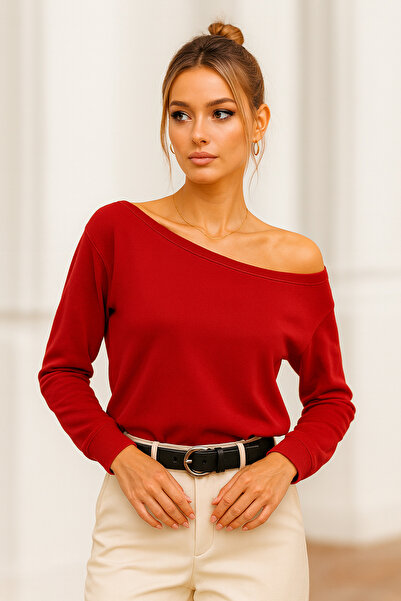 Rich Women's Red Off-Shoulder Modal Blouse