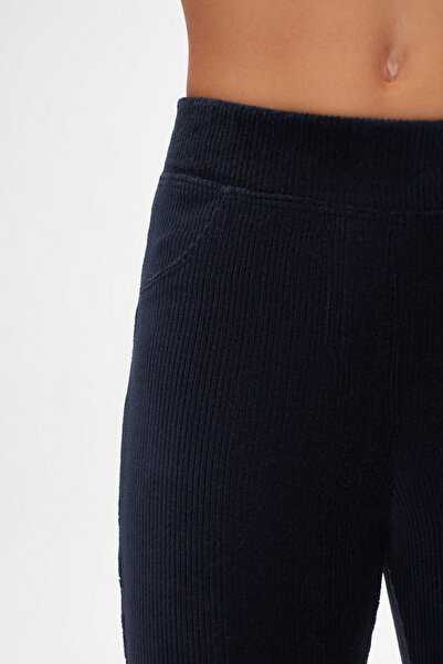 LOVETTI Light Navy Blue Girl's Corded Fabric Velvet Tights with Pockets