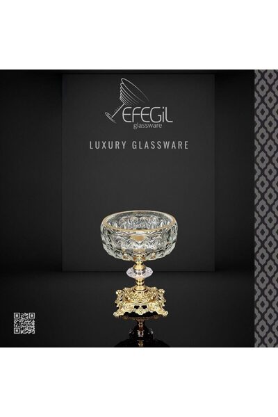 Efegil cană desert cu picior 12x12x14 cm transparent-auriu