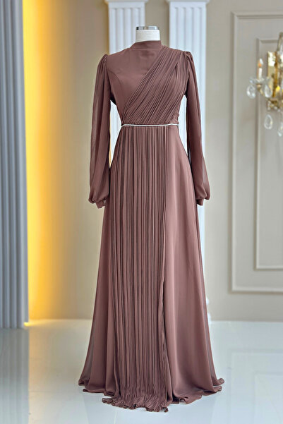 Amine Hüma Arin Abiye Elbise Kahverengi